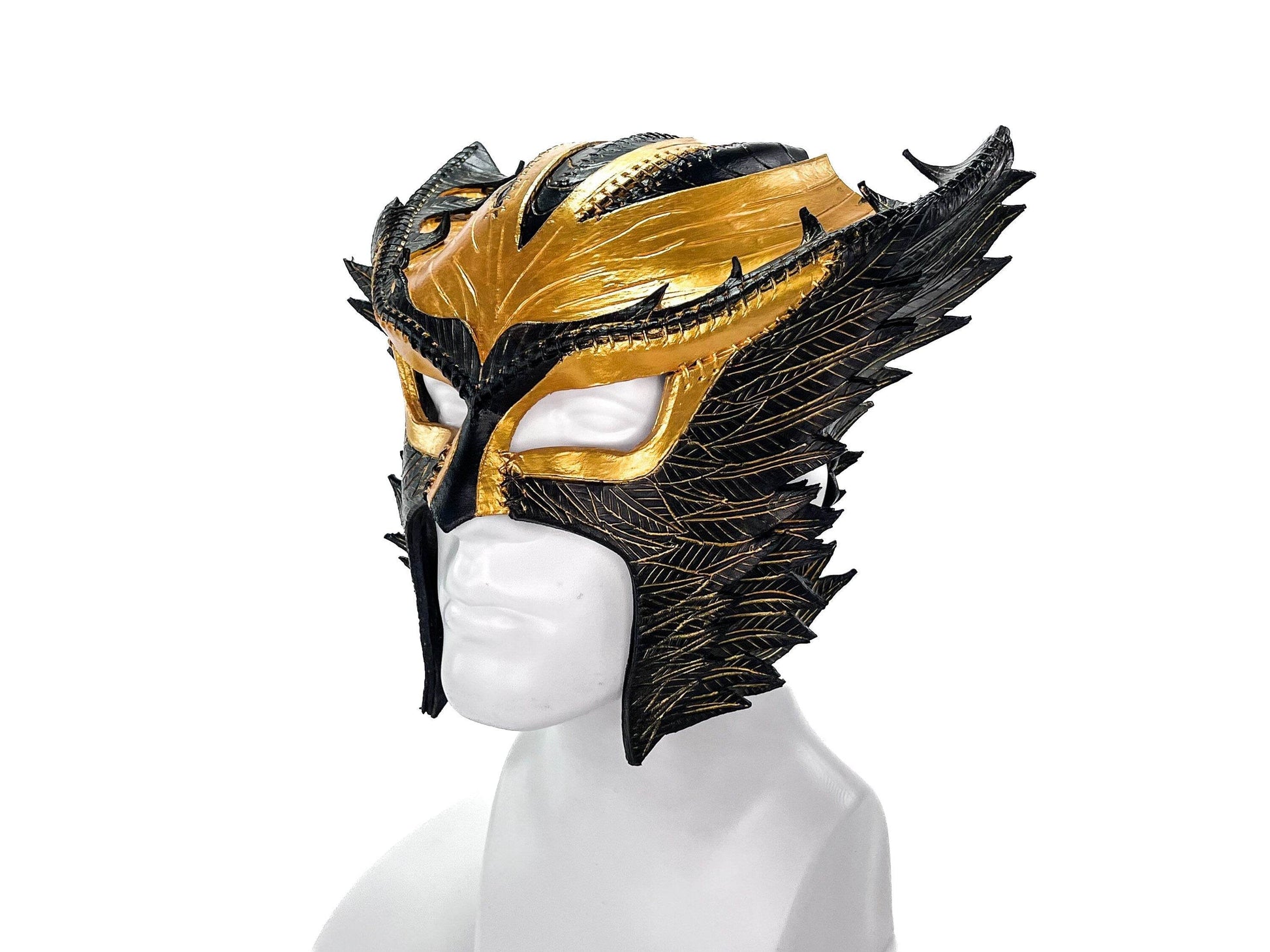 Winged Helmet Genuine Leather Mask - 