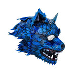 In Stock - The Blue Lycan - Handmade Genuine Leather Helmet Mask - 