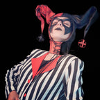 Jester Helmet Genuine Leather Mask in Red and Black - 