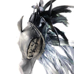 Flying Horse Handmade Genuine Leather Mask with Feathers - 