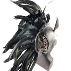 Flying Horse Handmade Genuine Leather Mask with Feathers - 