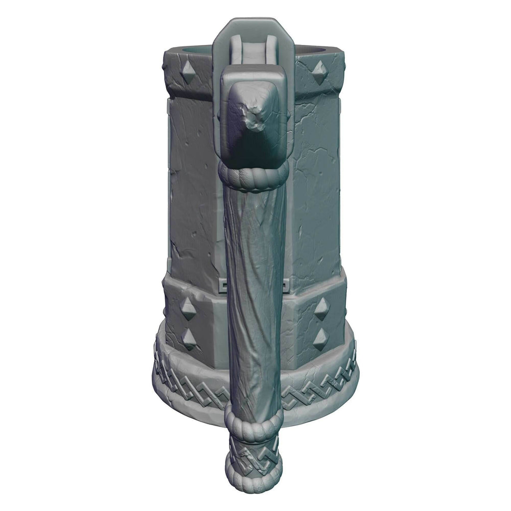 Dwarven 3D Printed Mythic Mug Drink Koozie | Dwarf Dice Vault | Mug Stein | Tabletop RPG Gaming Cosplay - Dungeons and Dragon DnD Wargaming - Black / Non Threaded-No Lid