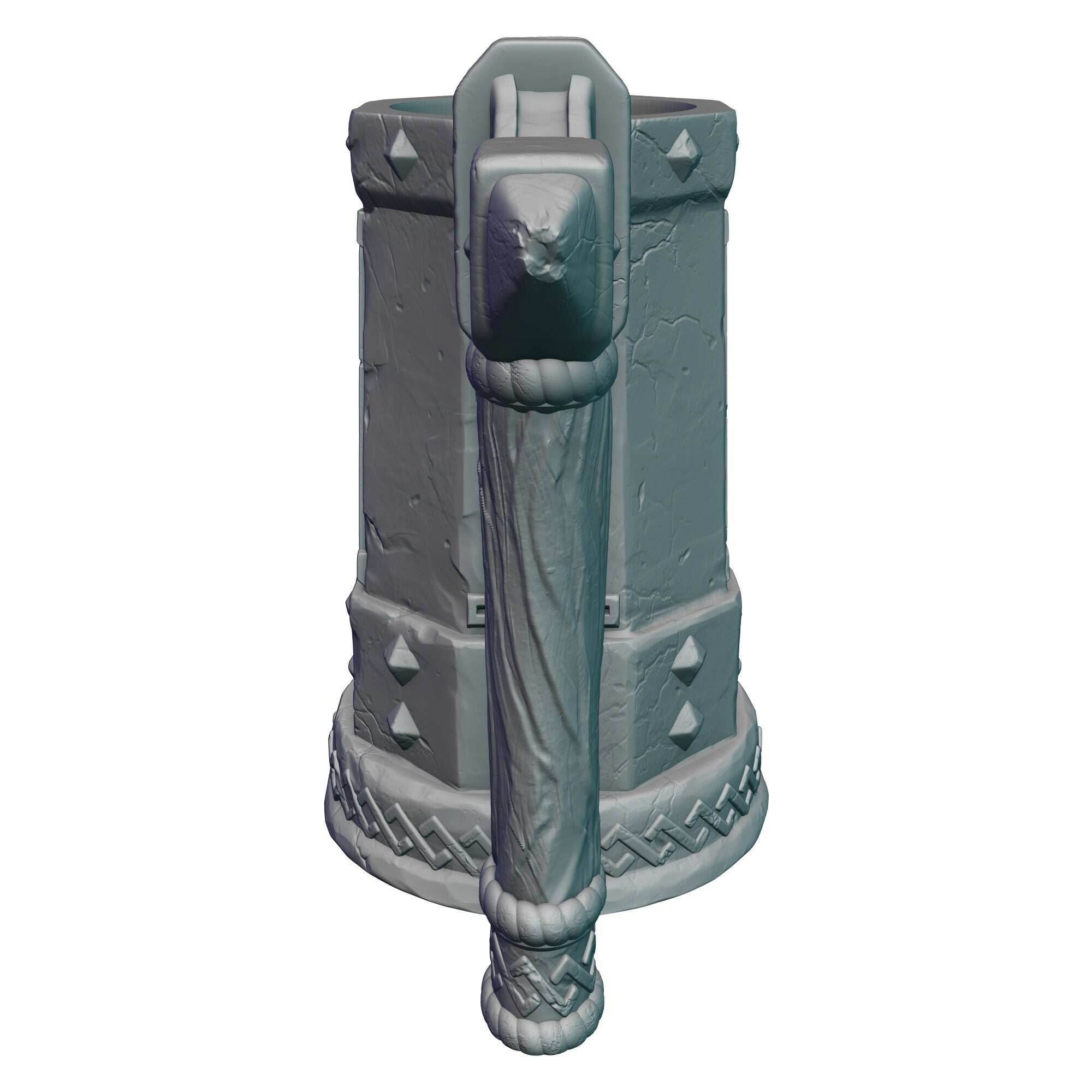 Dwarven 3D Printed Mythic Mug Drink Koozie | Dwarf Dice Vault | Mug Stein | Tabletop RPG Gaming Cosplay - Dungeons and Dragon DnD Wargaming - Black / Non Threaded-No Lid