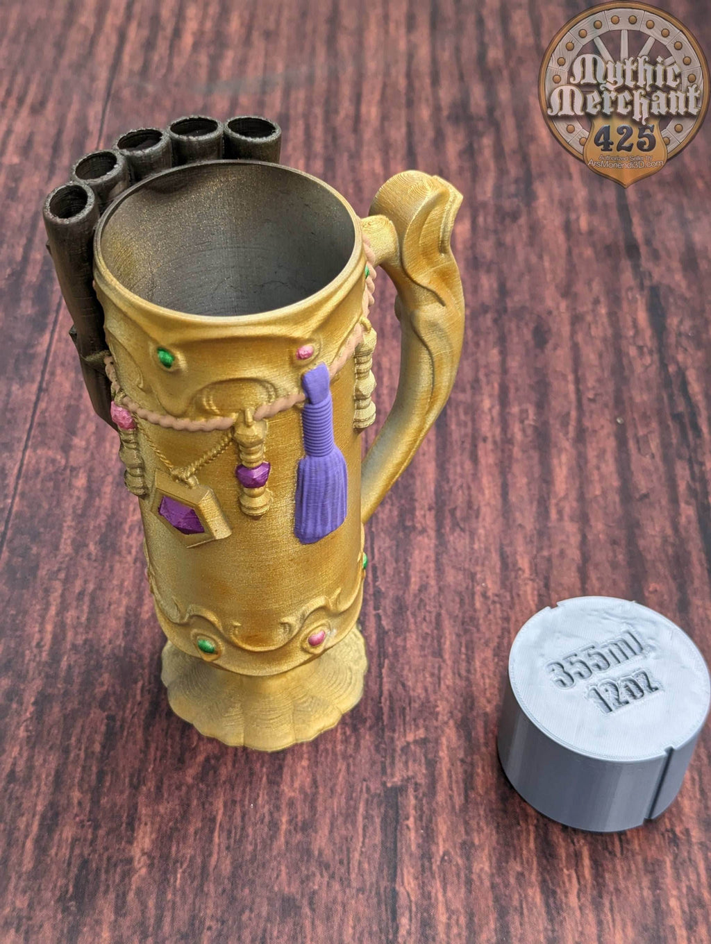 Bard Class 3D Printed Mythic Mug Stein | Tabletop RPG Gaming Cosplay - Dungeons and Dragon DnD D&D Wargaming | Drink Koozie Can Holder. - Black / Non Threaded-No Lid