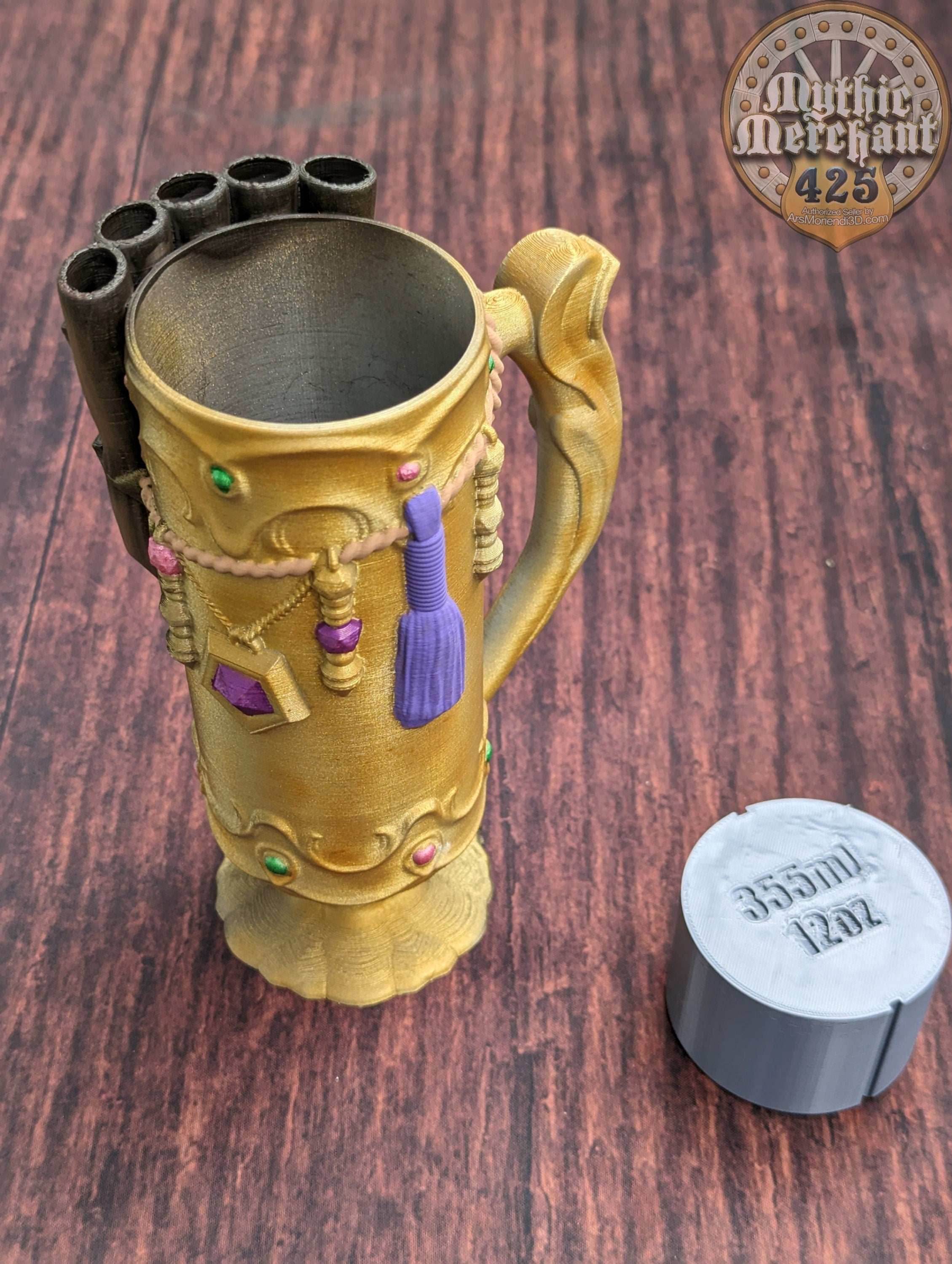 Bard Class 3D Printed Mythic Mug Stein | Tabletop RPG Gaming Cosplay - Dungeons and Dragon DnD D&D Wargaming | Drink Koozie Can Holder. - Black / Non Threaded-No Lid