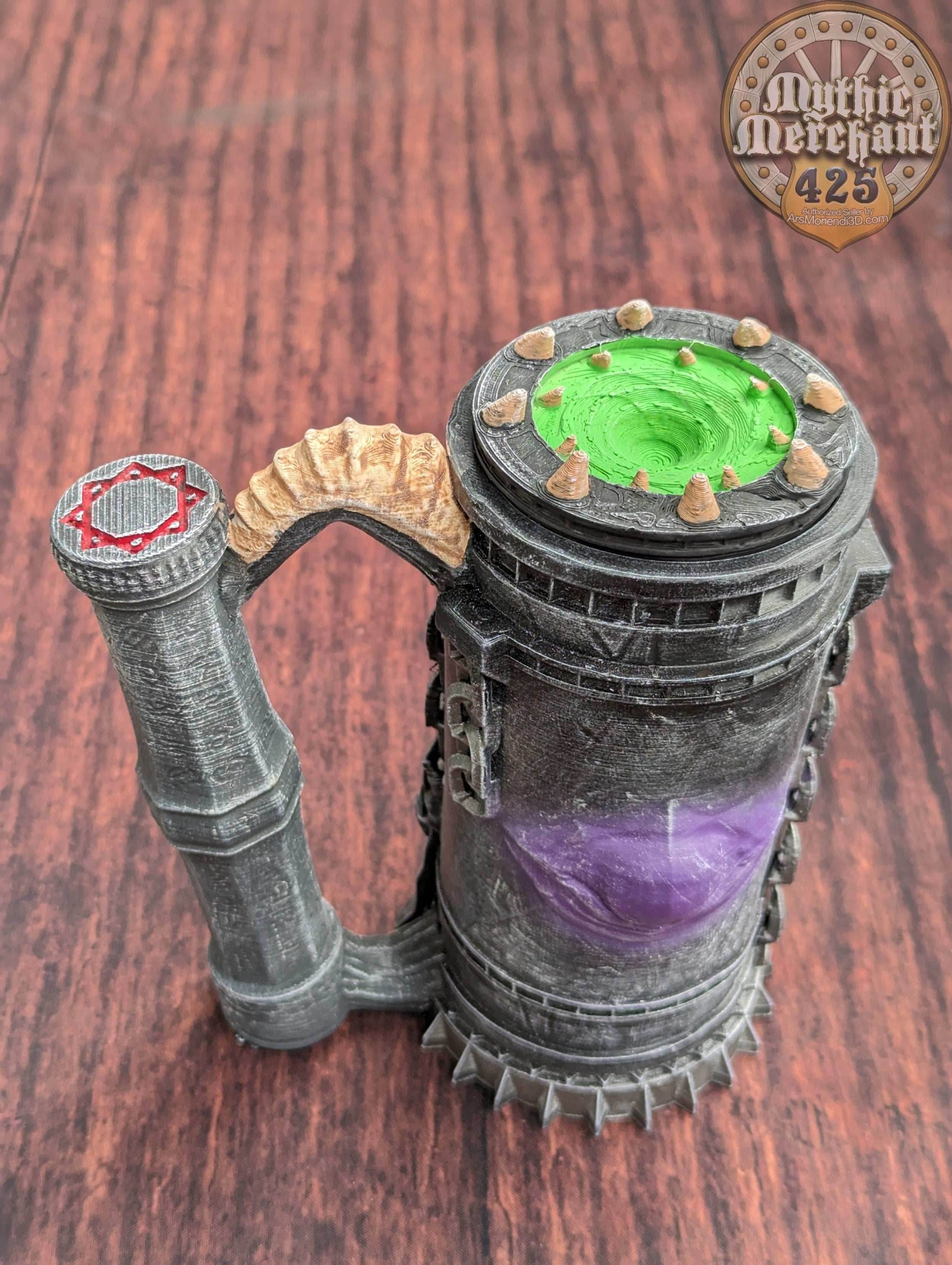 Warlock 3D Printed Can Holder- Mythic Mugs Collection by Ars Moriendi 3D- Unlock Mystic Secrets! - Black / Non Threaded-No Lid