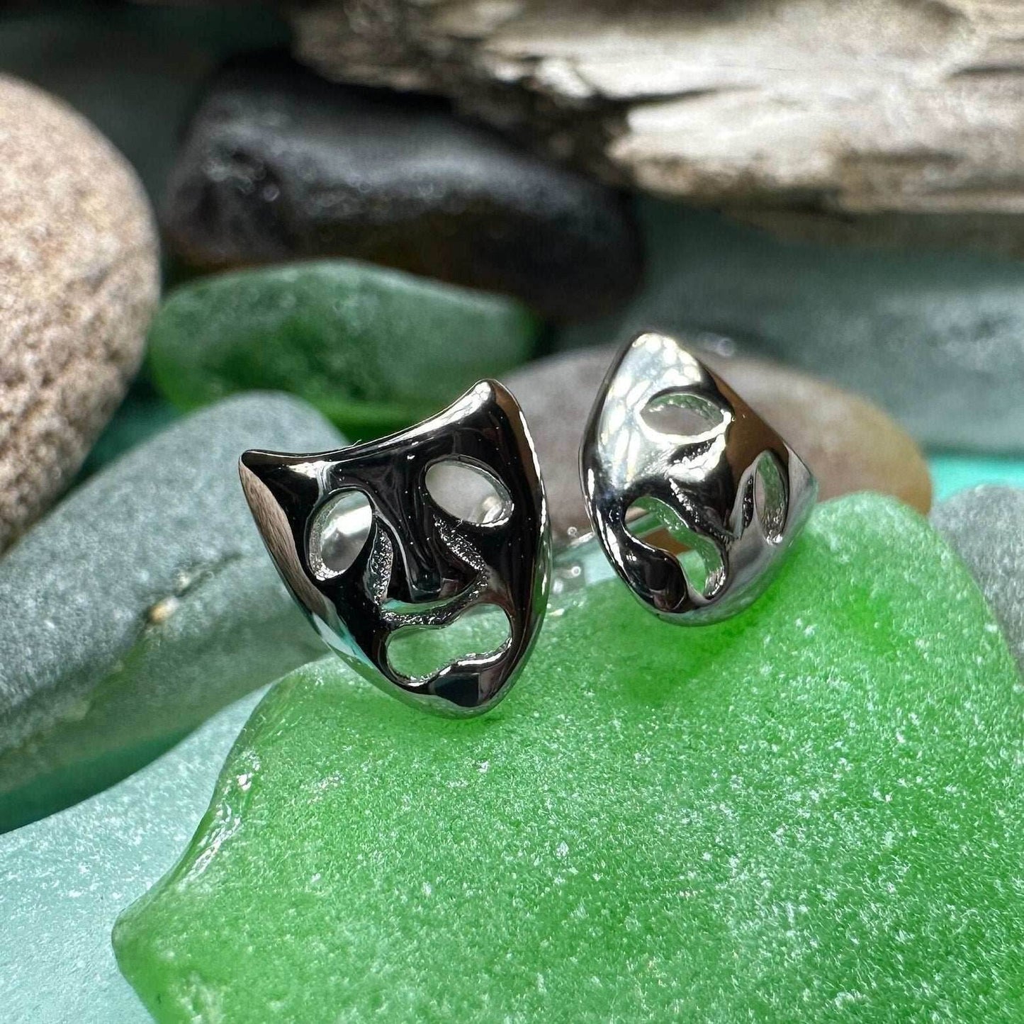 Theater Mask Stud Earrings - 