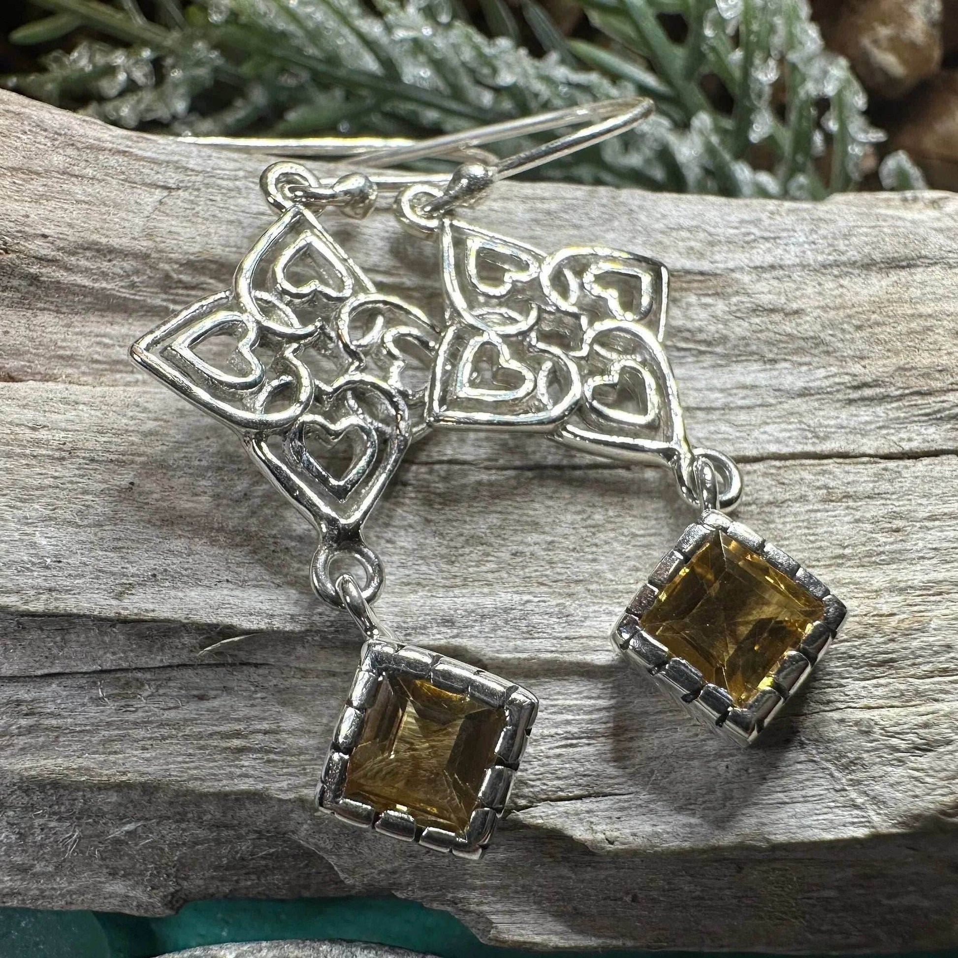 Celtic Love Knot Citrine Earrings - Citrine