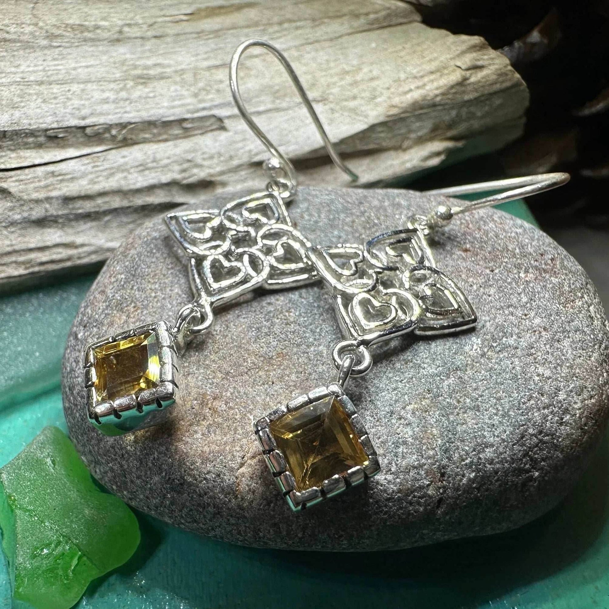 Celtic Love Knot Citrine Earrings - Citrine