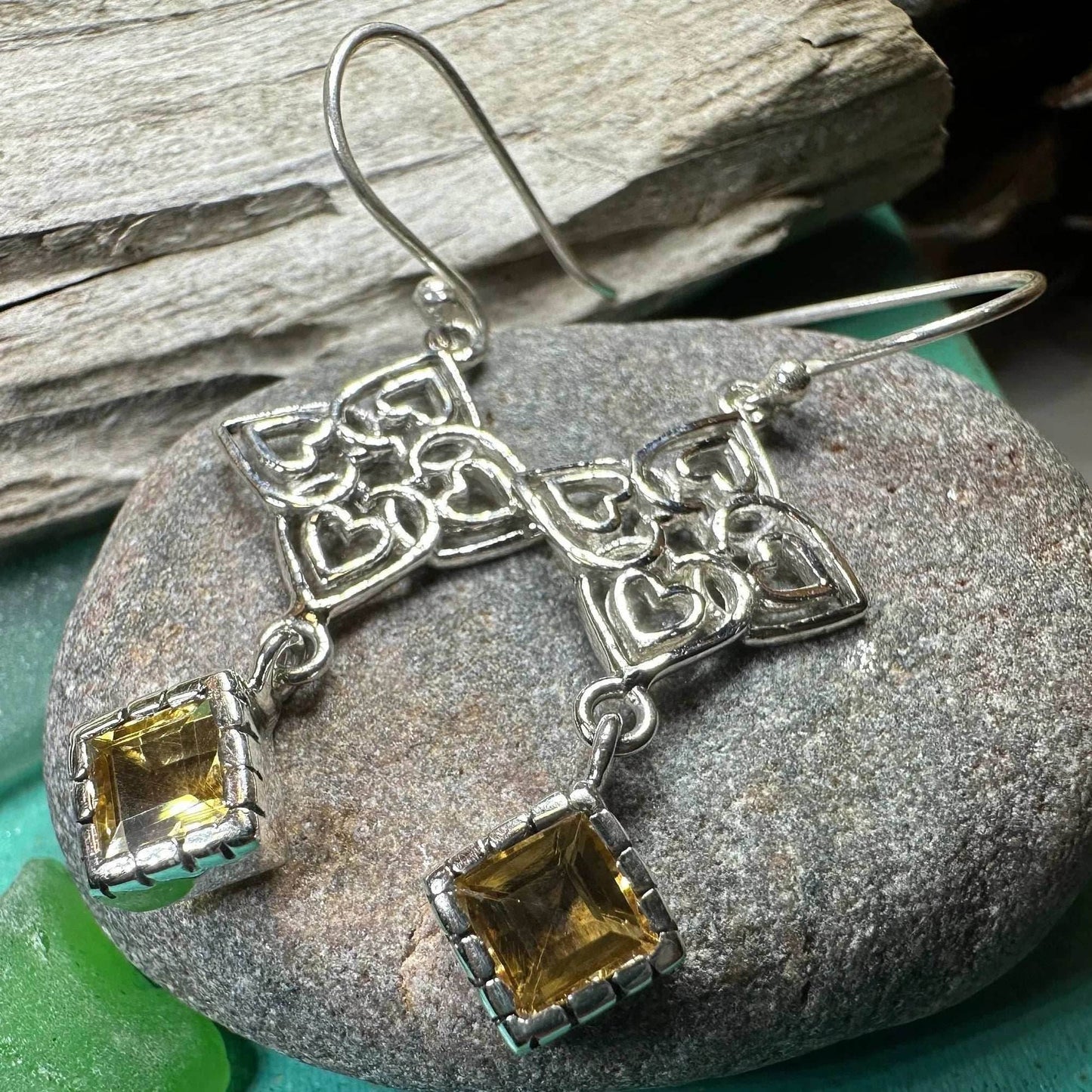 Celtic Love Knot Citrine Earrings - Citrine