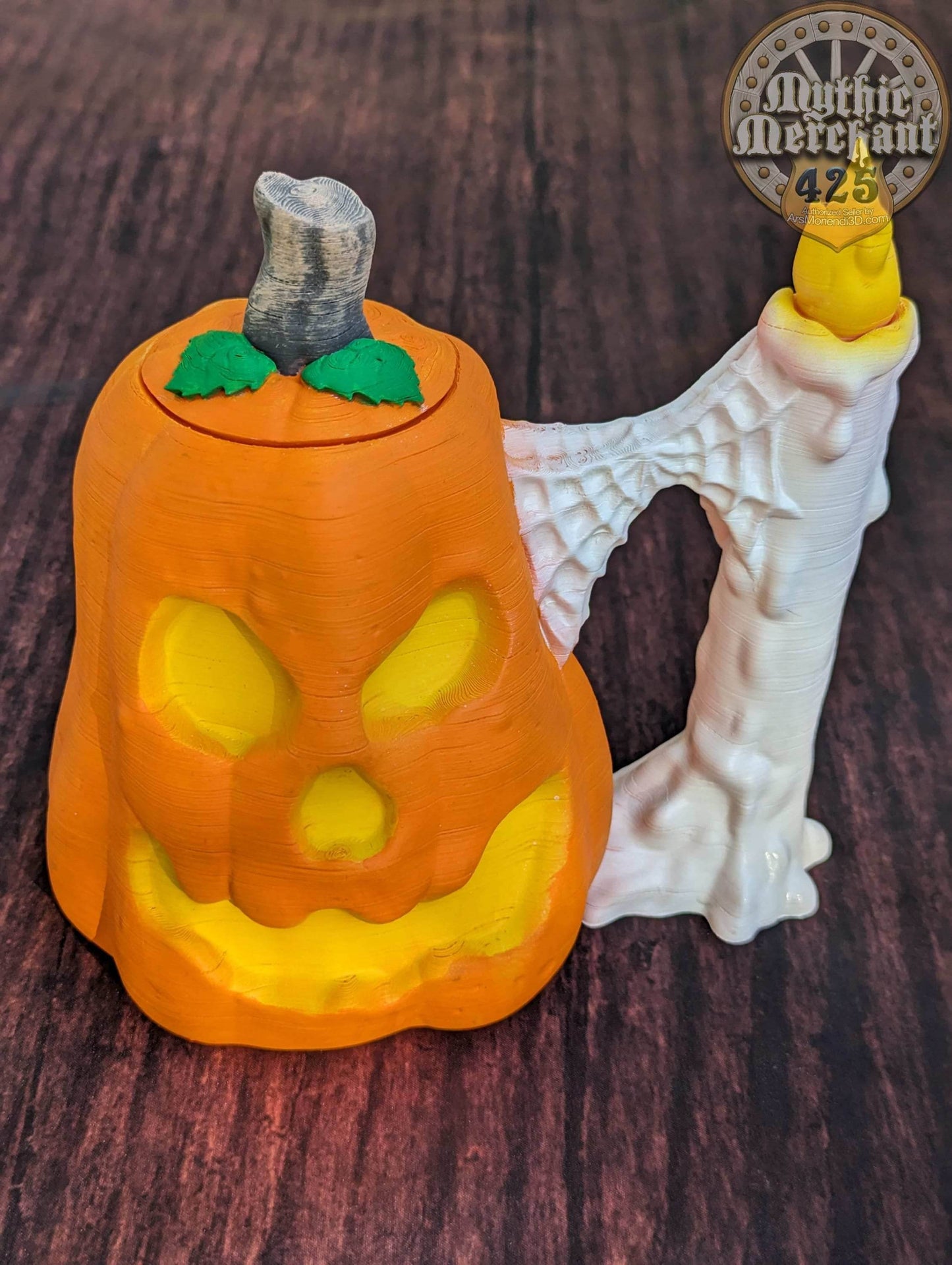 Jack O' Lantern Can Holder- Mythic Mugs Collection by Ars Moriendi 3D- Embrace the Spirit of Halloween! - Black / Non Threaded-No Lid