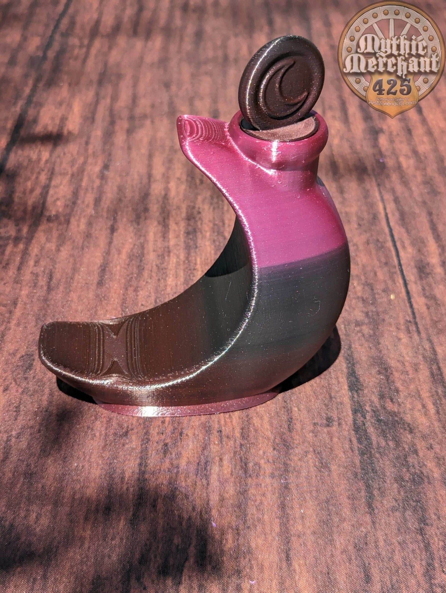 Crescent Moon Mythic Potion Dice Vault/Jail/Storage by Ars Moriendi 3D - Embrace Lunar Mystique & Alchemical Secrets in Safekeeping! - Black / Yes- Include Random Dice Set