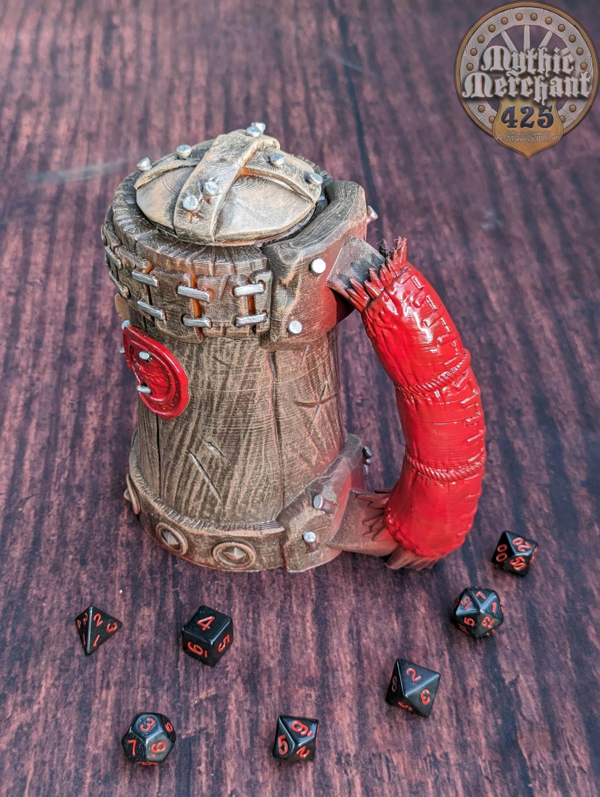 Orc 3D Printed Koozie | DnD Can Holder | RPG Stein | Table Coaster | Mythic Mugs by Ars Moriendi 3D - Embrace the Strength of the Orcs!!! - Black / Non Threaded-No Lid