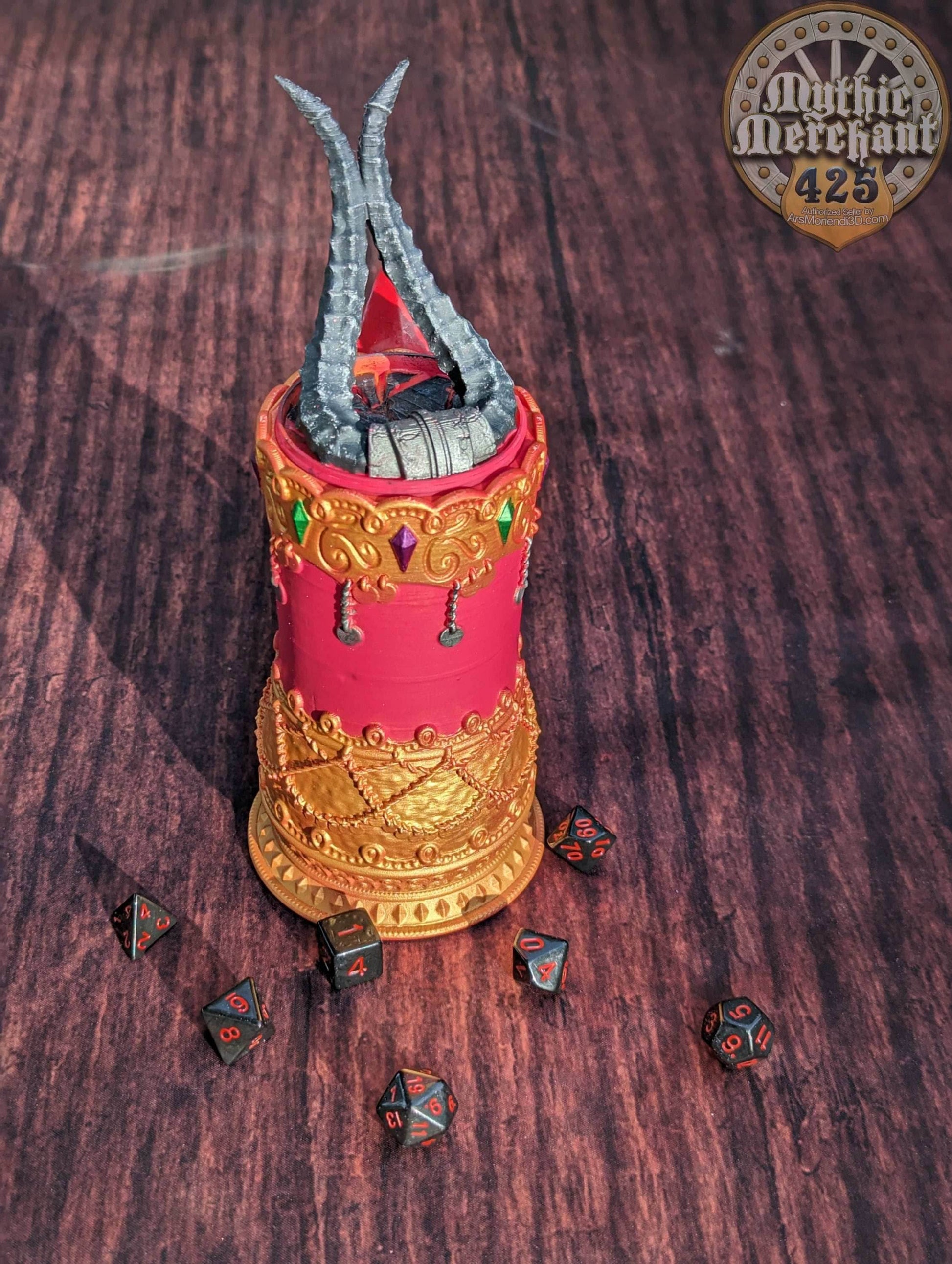 Demon-Blooded Tiefling 3D Printed Mythic Mug Stein | Tabletop RPG Dice Gaming Cosplay | Dungeons and Dragons D&D Wargaming | Drink Koozie - Black / Non Threaded-No Lid