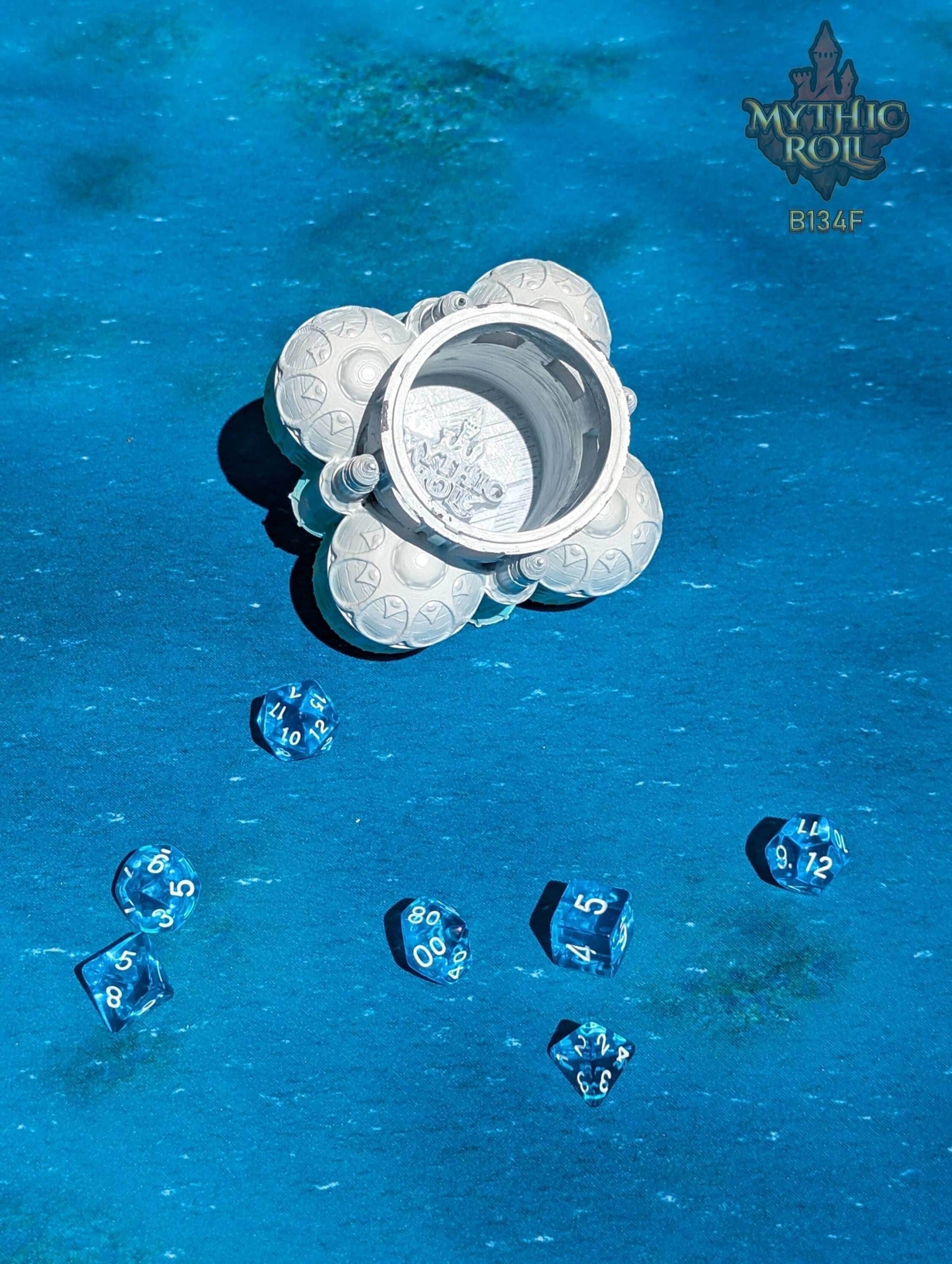 Siren 3D Printed Dice Vault - Mythic Roll Collection by Unchained Games | RPG Dice Jail | D20 Dice Box | - Enchanted Depths of Timeless Seas - Black / Yes- Include Random Dice Set