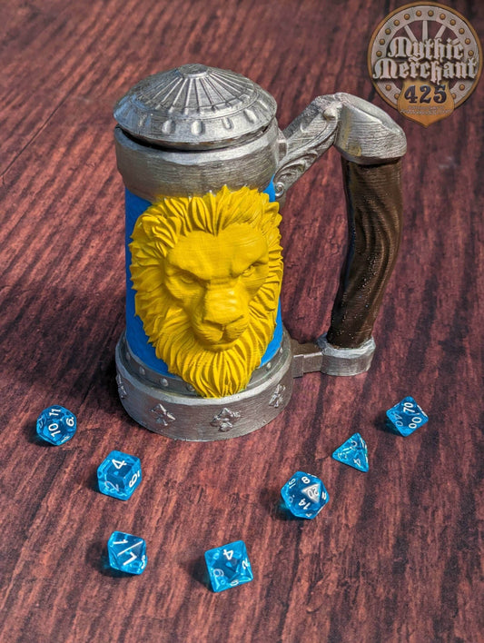 Lion's Brew Mythic Mug Dice Vault & Can Holder- Mythic Mugs- Ars Moriendi 3D - Black / Non Threaded-No Lid