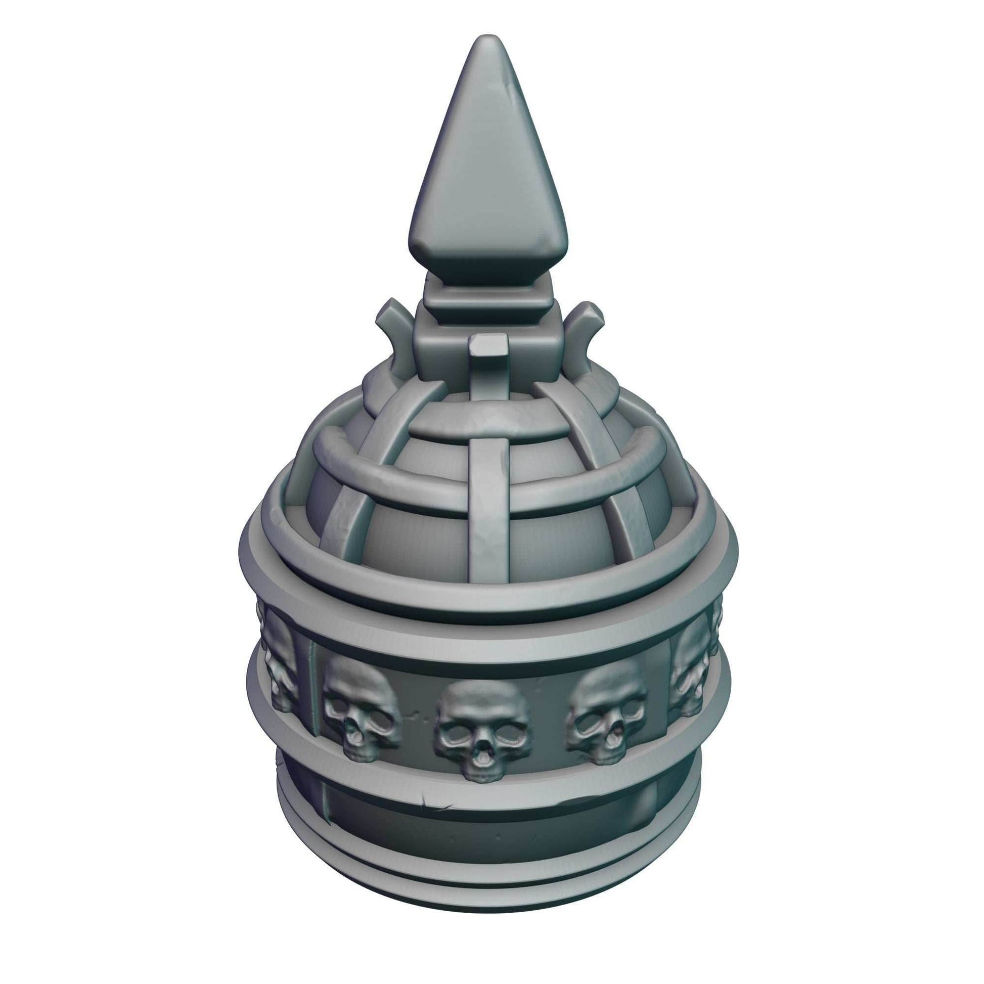 Necromancer 3D Printed Dice Jail | RPG Dice Vault | D20 Storage Box | Fantasy RPG Cosplay - Wargaming - Harness Dark Arts & Undying Spirits - Black / Yes- Include Random Dice Set