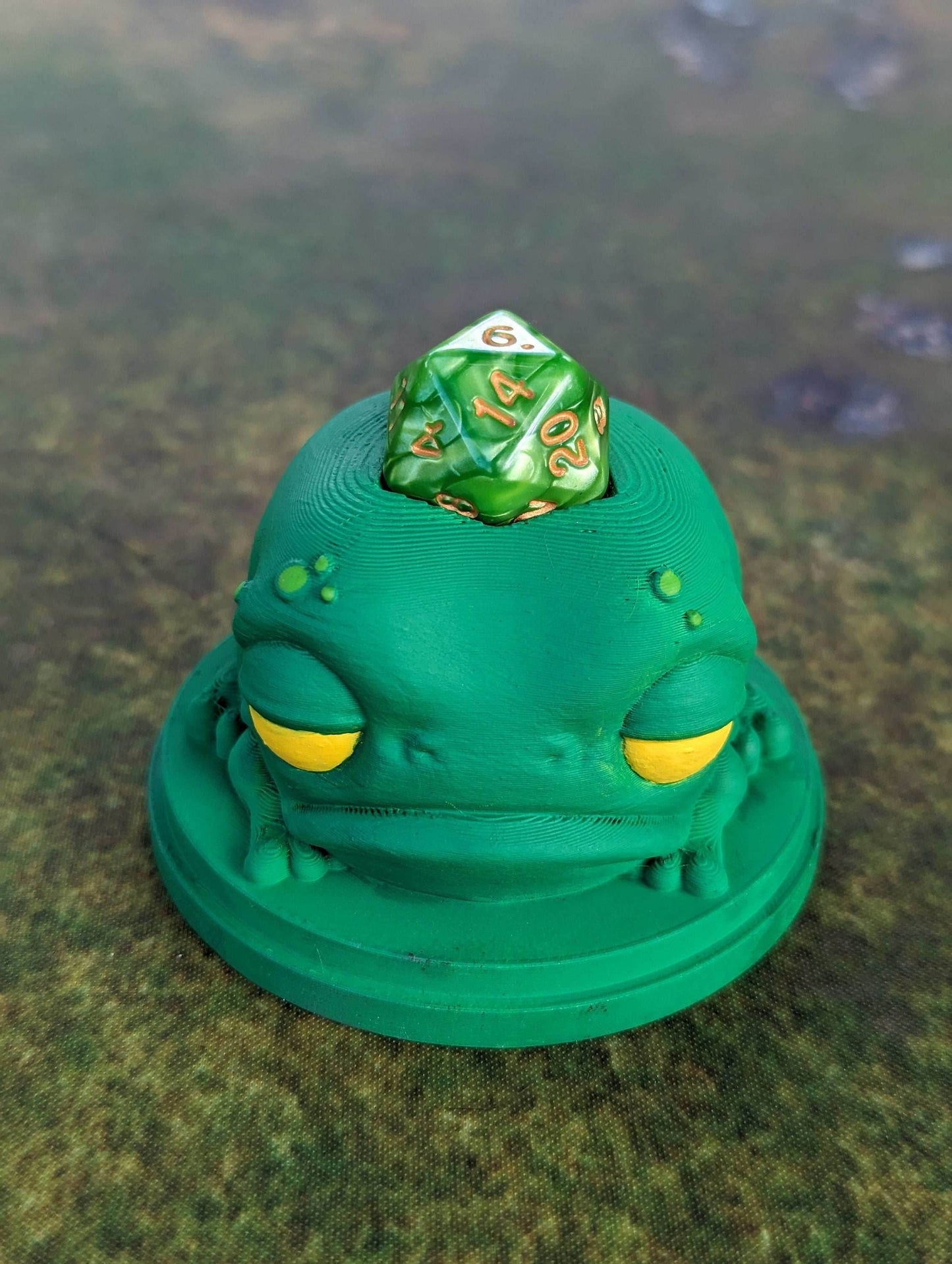 Rustifar Frog Toy 3D Printed Dice Guardian - Dice Jail | RPG Dice Vault | D20 Box | Player Unique Gift - Whimsical Dice Holder! - Black / Yes- Include Random Dice Set