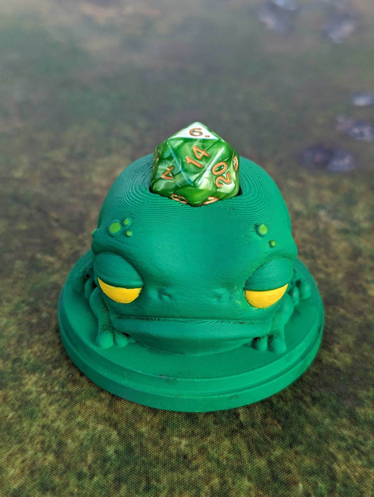 Rustifar Frog Toy 3D Printed Dice Guardian - Dice Jail | RPG Dice Vault | D20 Box | Player Unique Gift - Whimsical Dice Holder! - Black / Yes- Include Random Dice Set