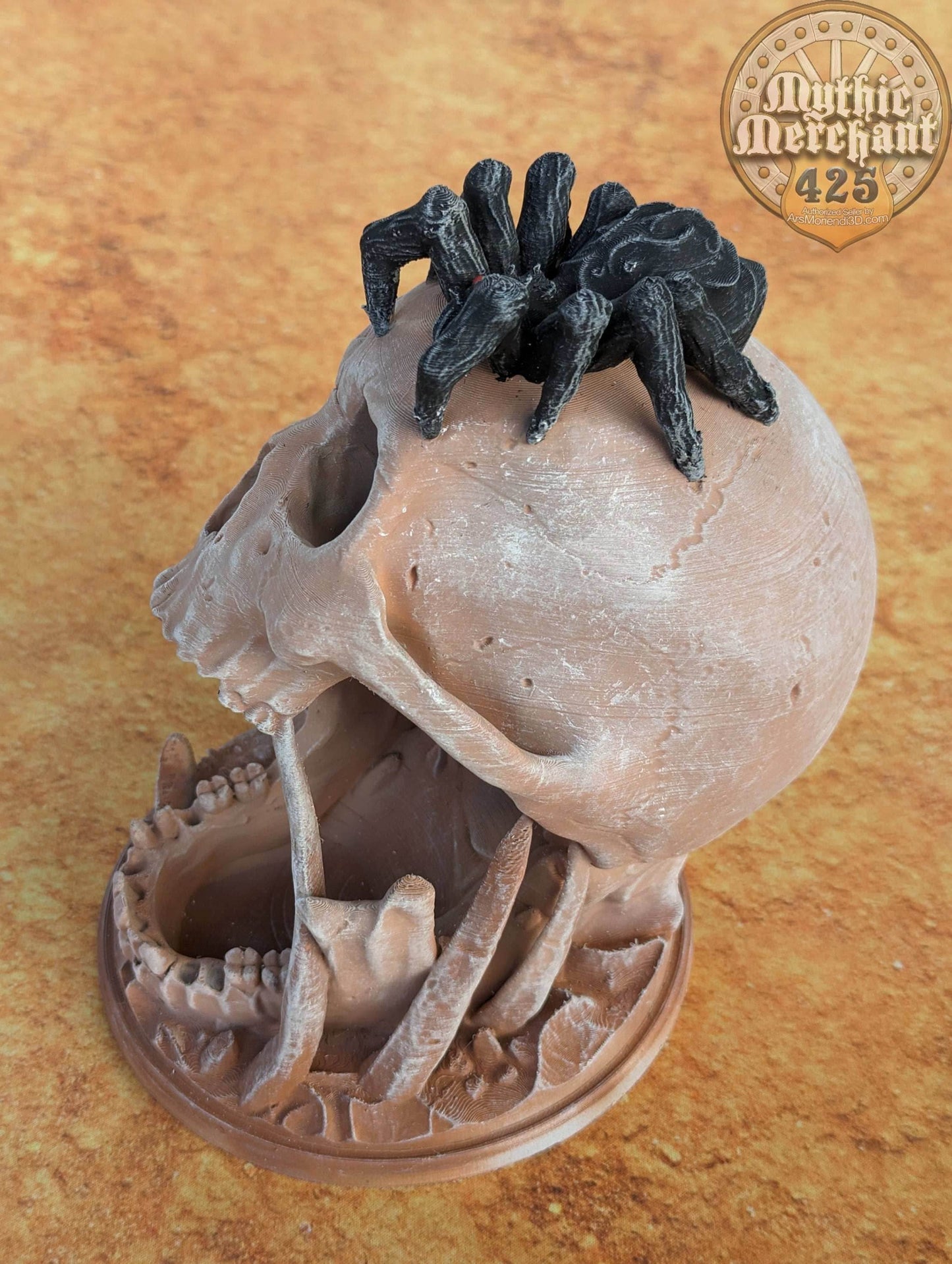 Desert's Kiss Skull 3D Printed Dice Tower - Mythic Mugs by Ars Moriendi 3D | Dice Tray | D20 Dice Vault - Lost to the sands of time. - Black / Yes- Include Random Dice Set