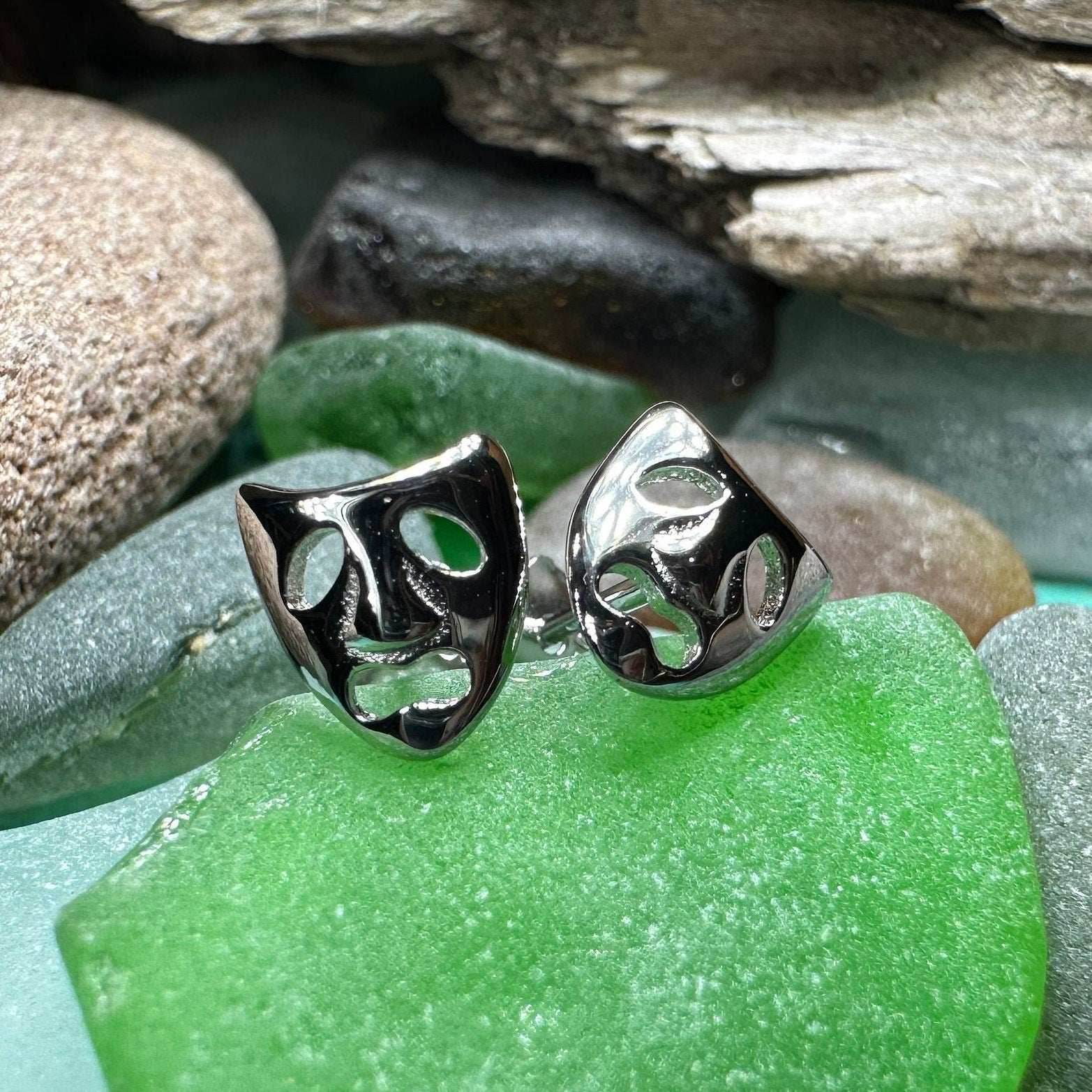 Theater Mask Stud Earrings - 