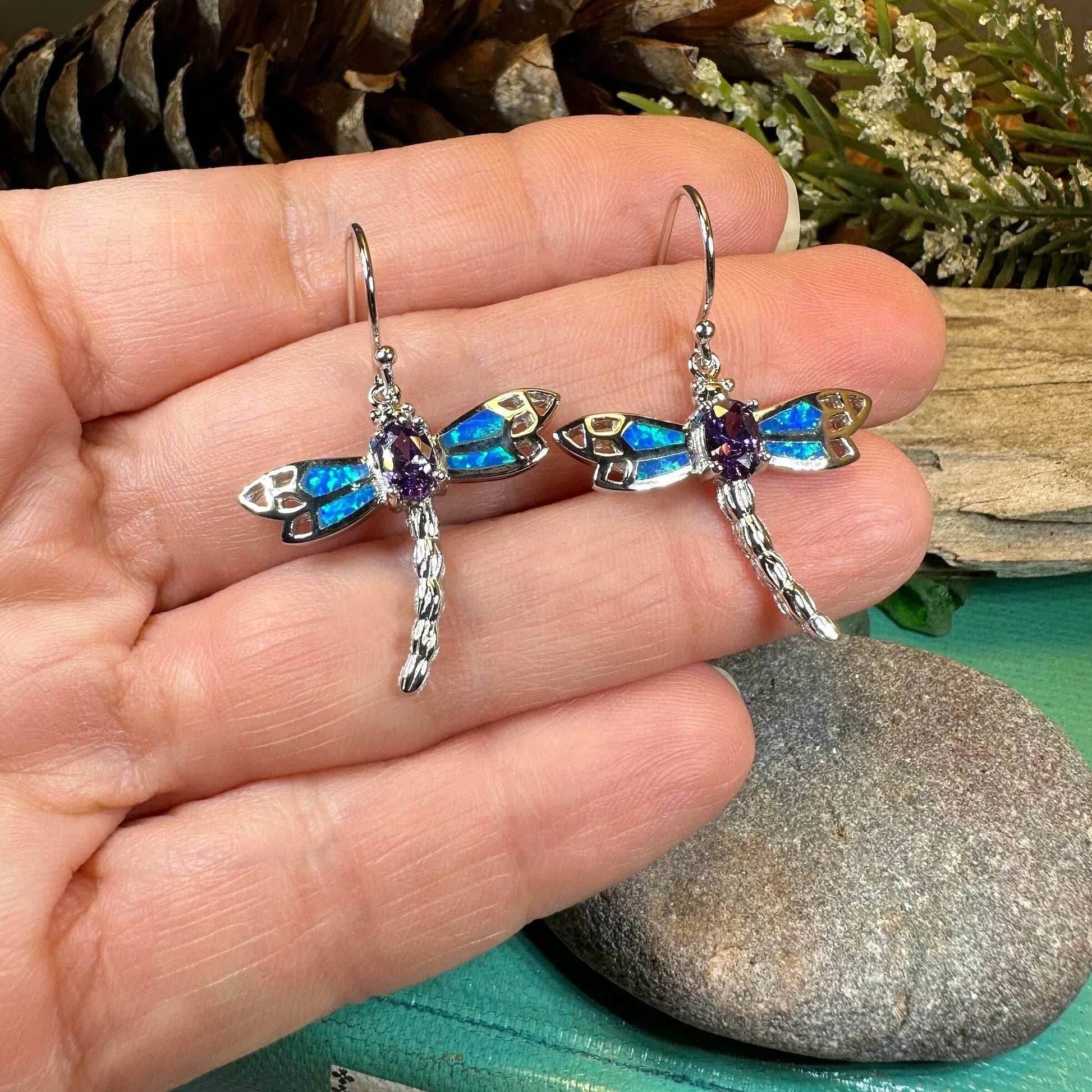 Amethyst Blue Dragonfly Earrings - 