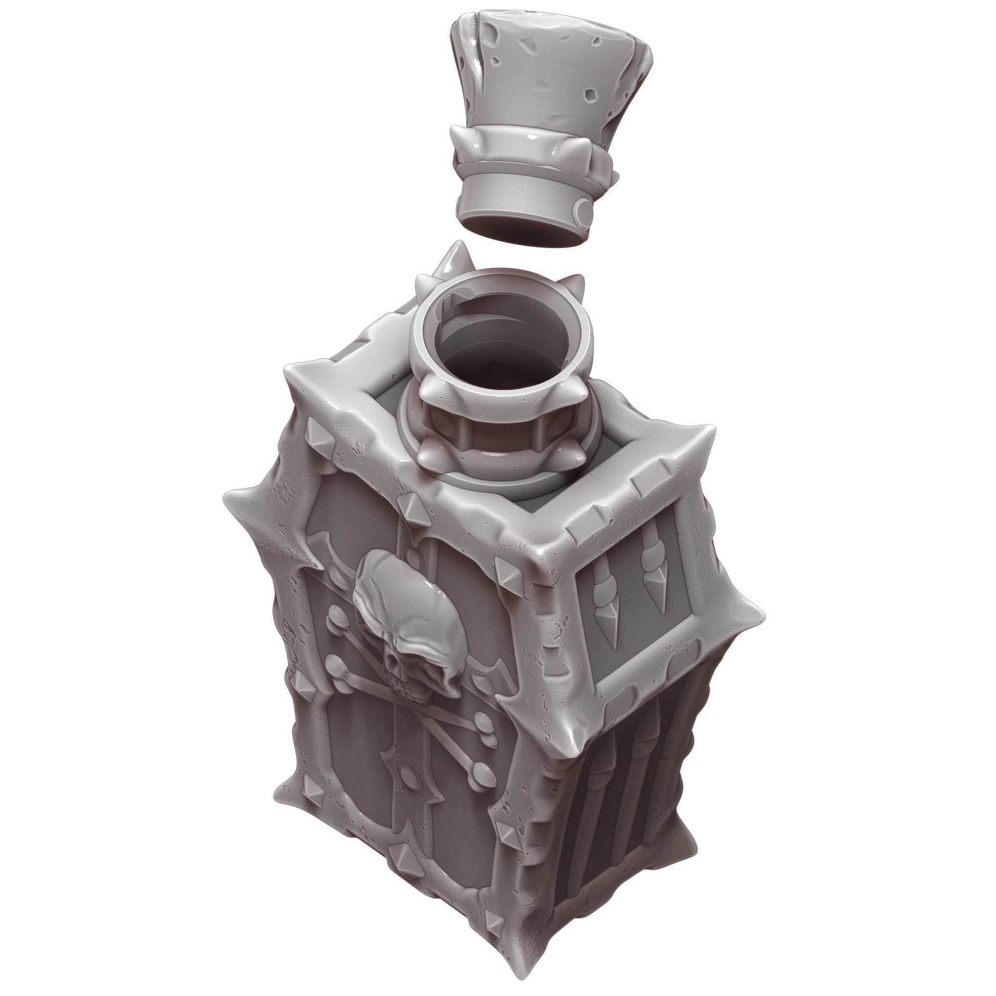 Poison Potion 3D Printed Dice Jail | RPG Dice Vault | D20 Storage Box | Player Gift - Safeguard Dice with a Lethal Elegance! - Black / Yes- Include Random Dice Set