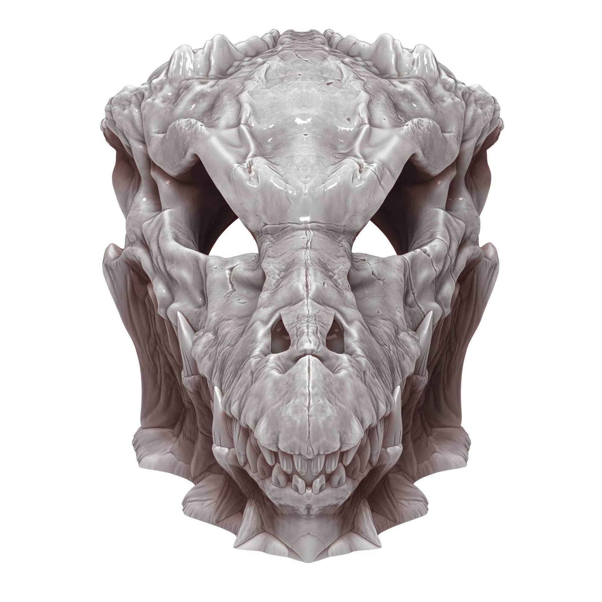 Dragon Skull 3D Printed Dice Tower - Mythic Roll Collection by Unchained Games | Dice Tray | D20 Dice Vault - Unearth Power Within the Skull - Black / Yes- Include Random Dice Set