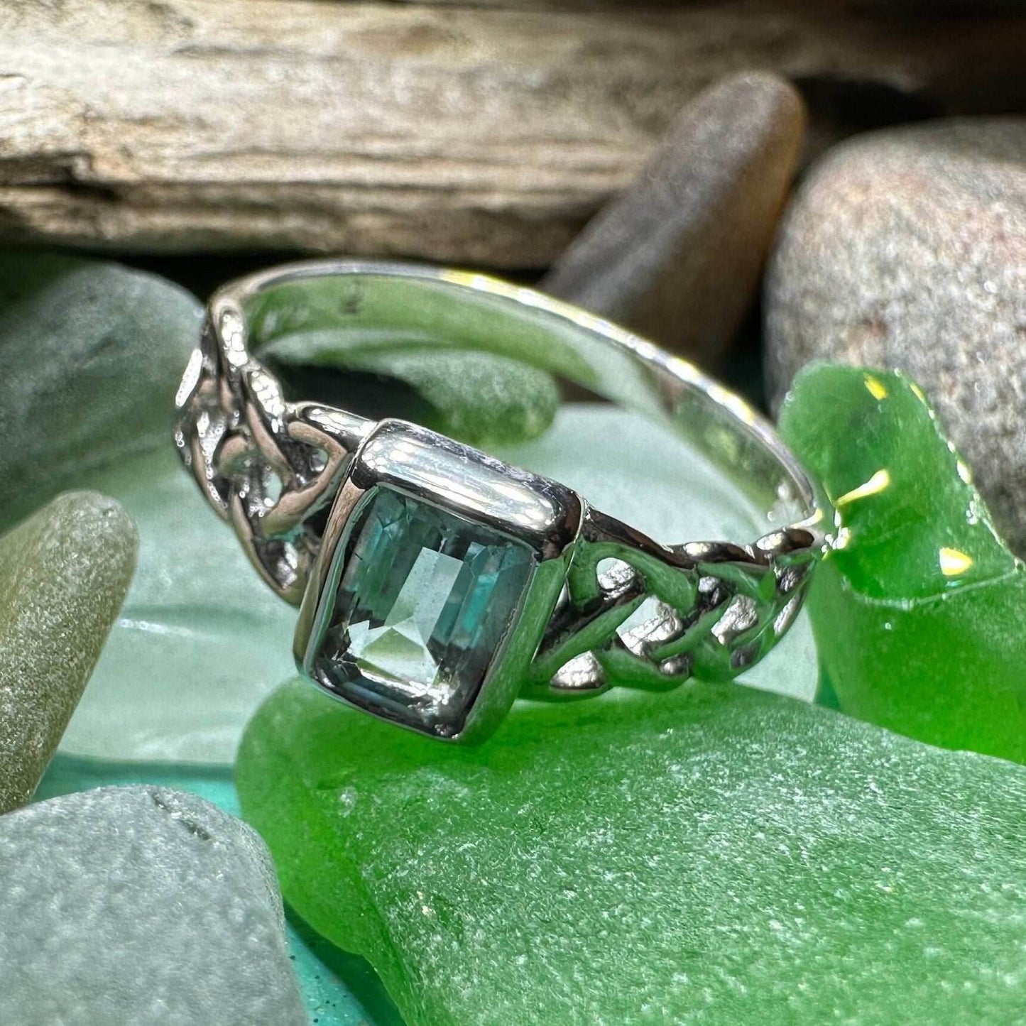 Sahale Celtic Knot Ring - 4 / Blue Topaz