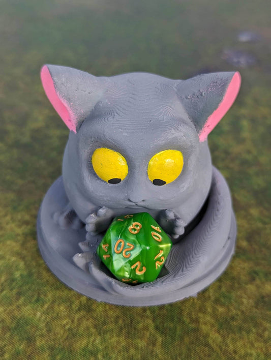 Baby Chinchilla Charlie 3D Printed Dice Guardian - Dice Jail | RPG Dice Vault | D20 Holder | DnD Player Gift - Embrace the Fluffy Charm! - Black / Yes-Include random dice set