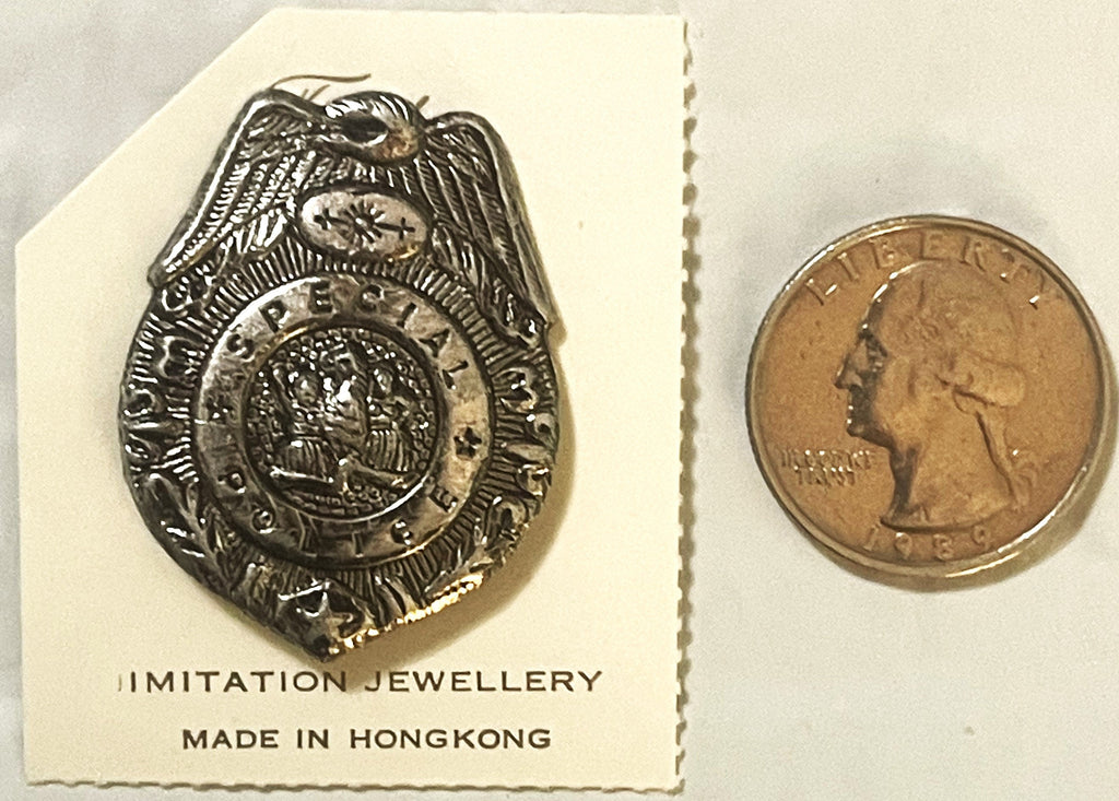 Rare Antique Vintage 1950s Special Police Badge with Original Card