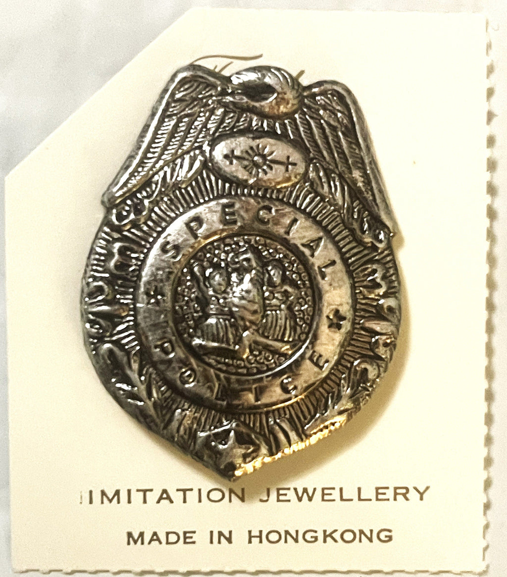 Rare Antique Vintage 1950s Special Police Badge with Original Card