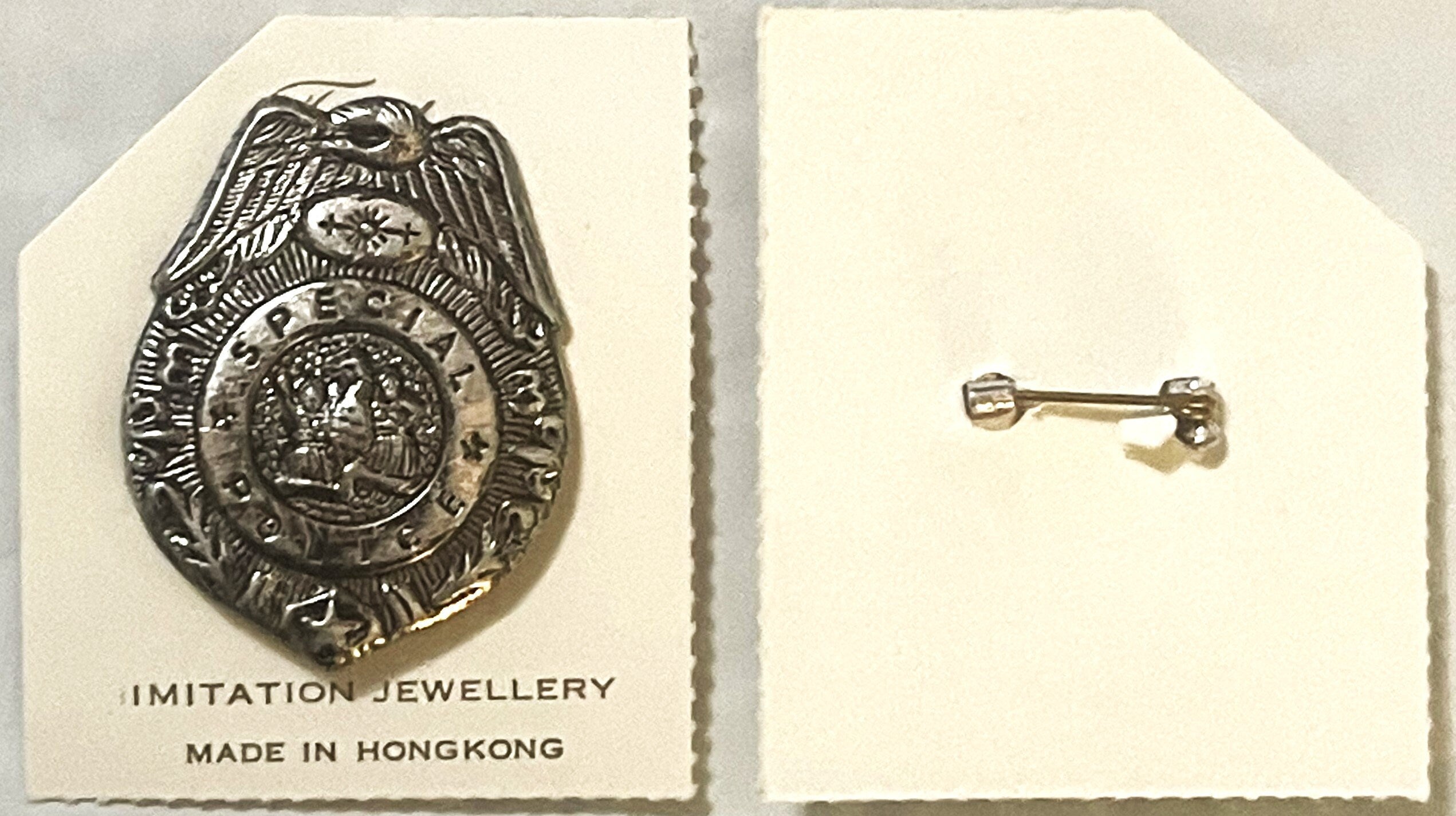Rare Antique Vintage 1950s Special Police Badge with Original Card