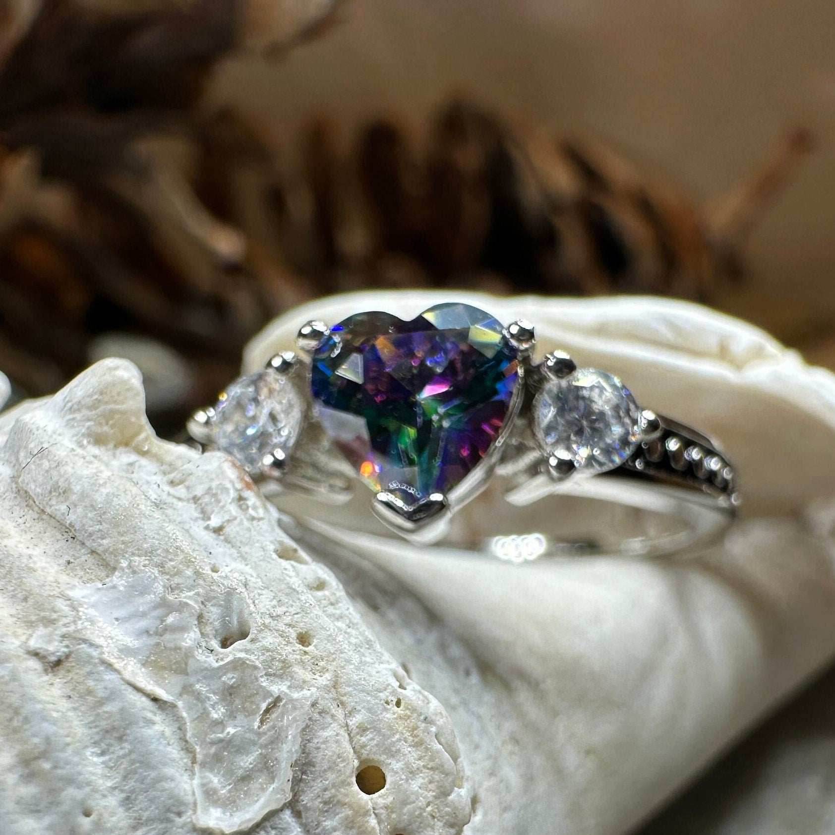 Mystic Topaz Heart Ring - 5