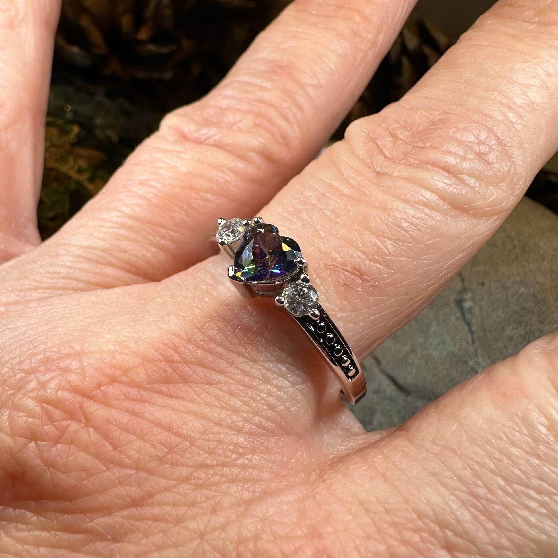 Mystic Topaz Heart Ring - 5