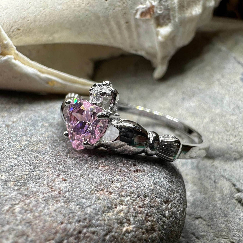 Petal Pink Claddagh Ring - 4 / Light Pink