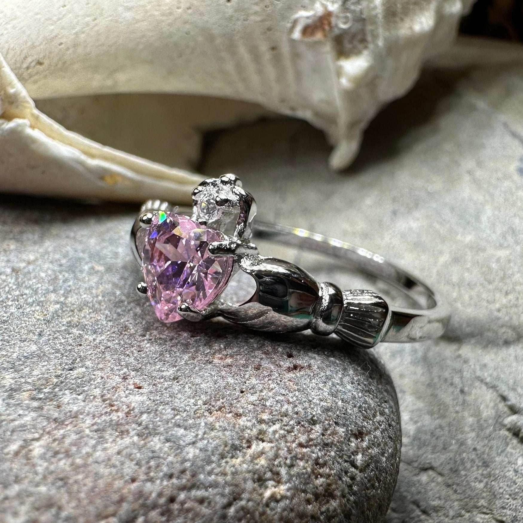 Petal Pink Claddagh Ring - 4 / Light Pink