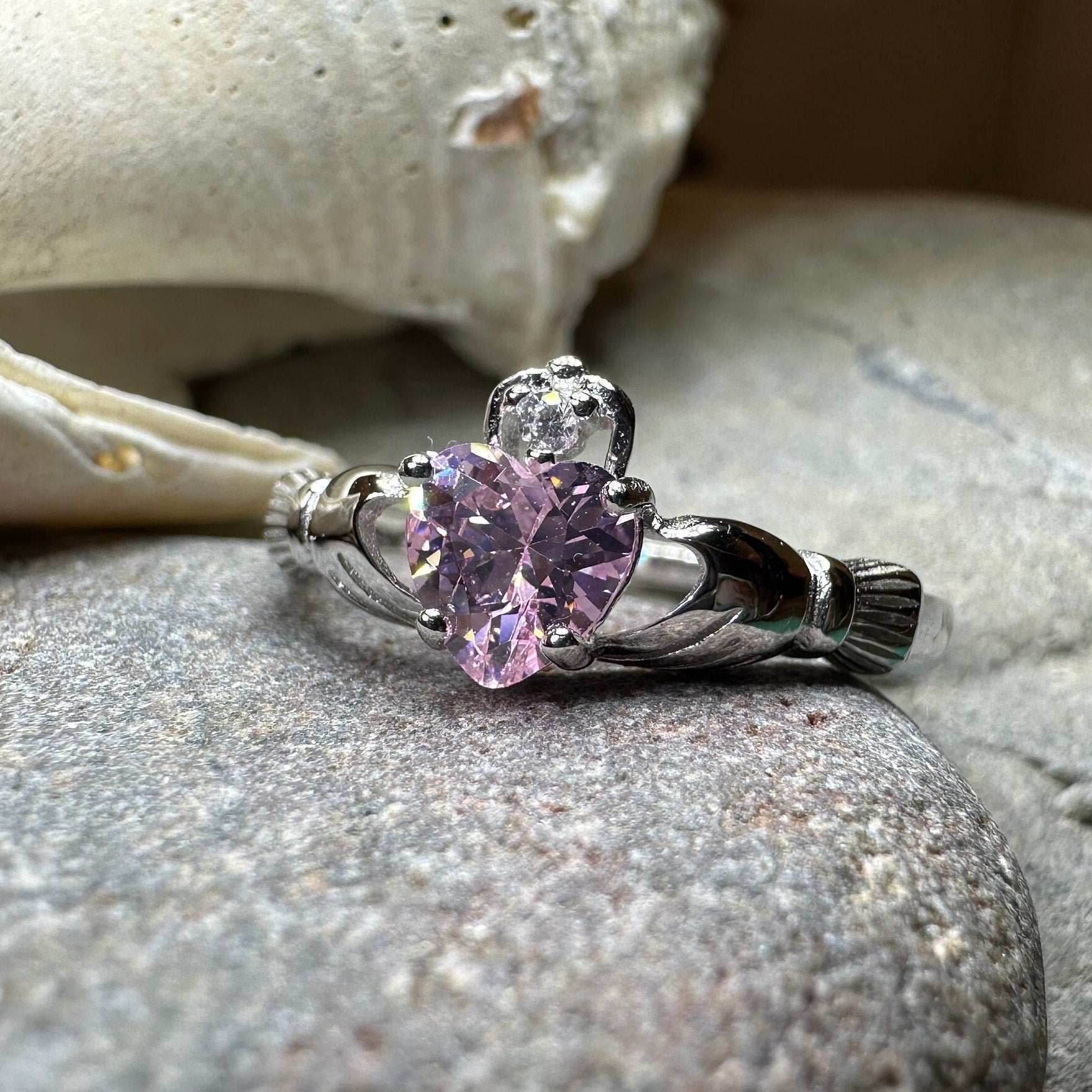 Petal Pink Claddagh Ring - 4 / Light Pink