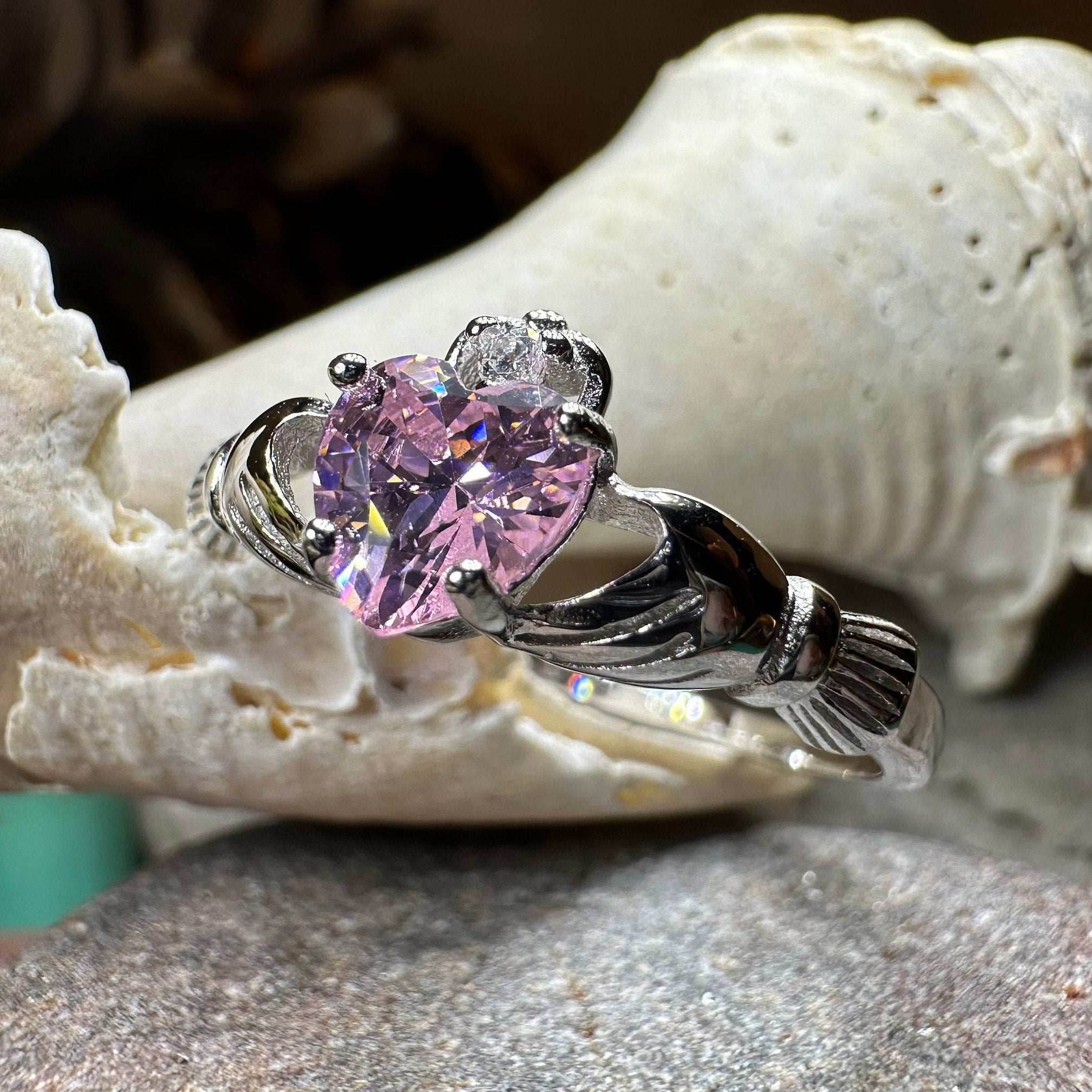 Petal Pink Claddagh Ring - 4 / Light Pink