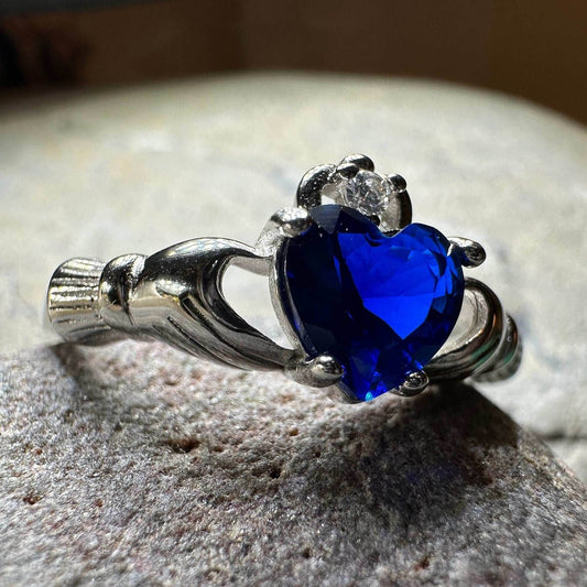 Sapphire Zirconia Claddagh Ring - 4