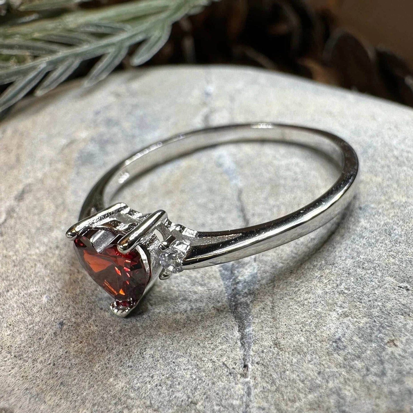 Garnet Love Heart Ring - 6