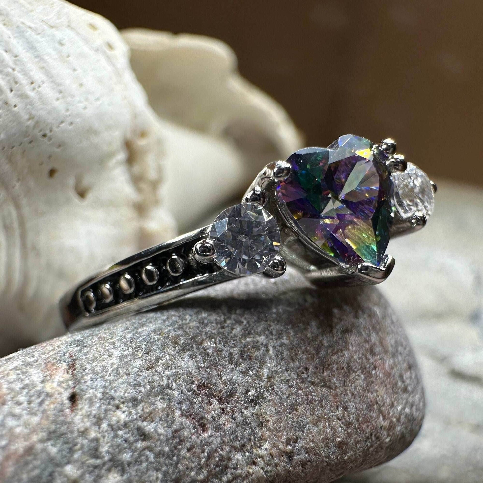 Mystic Topaz Heart Ring - 5