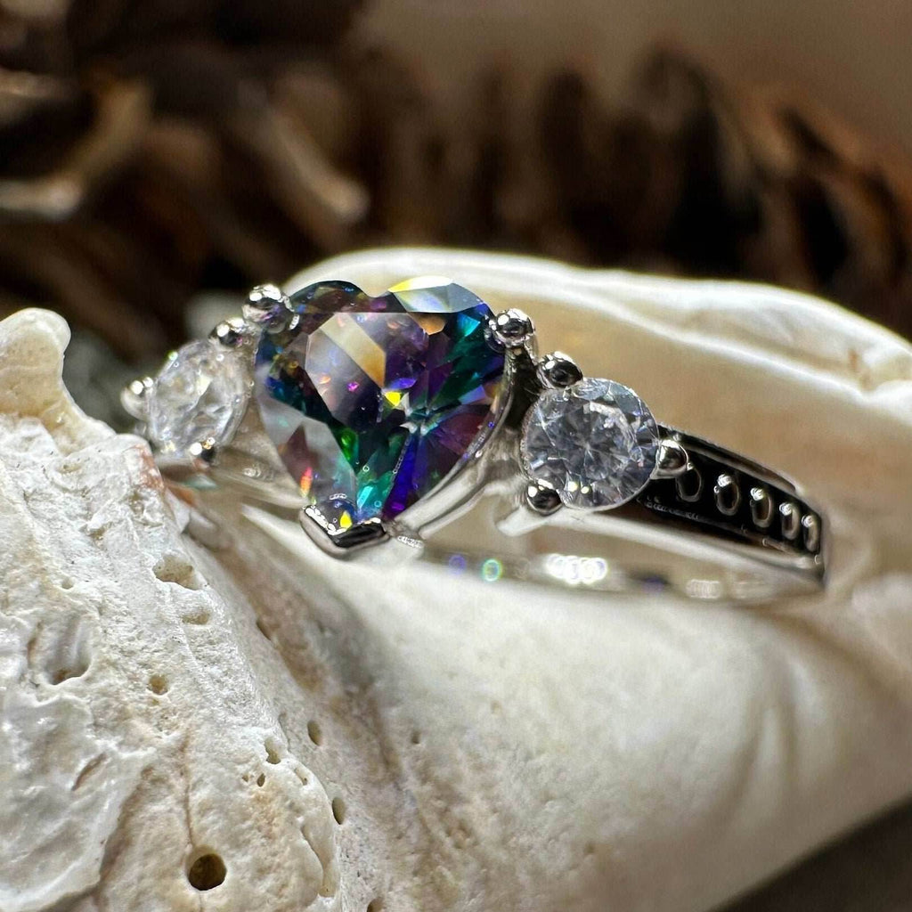 Mystic Topaz Heart Ring - 5
