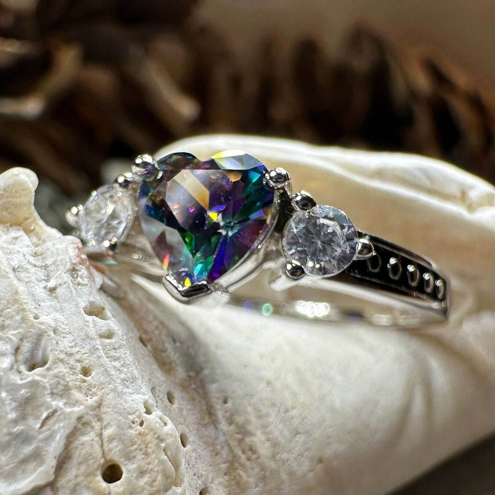 Mystic Topaz Heart Ring - 5