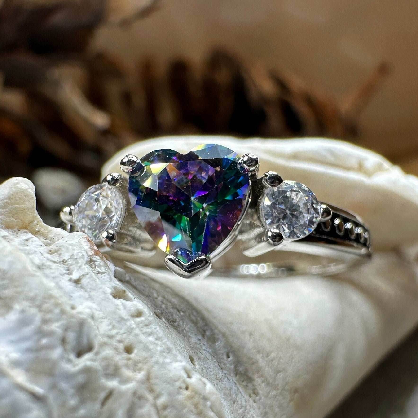 Mystic Topaz Heart Ring - 5