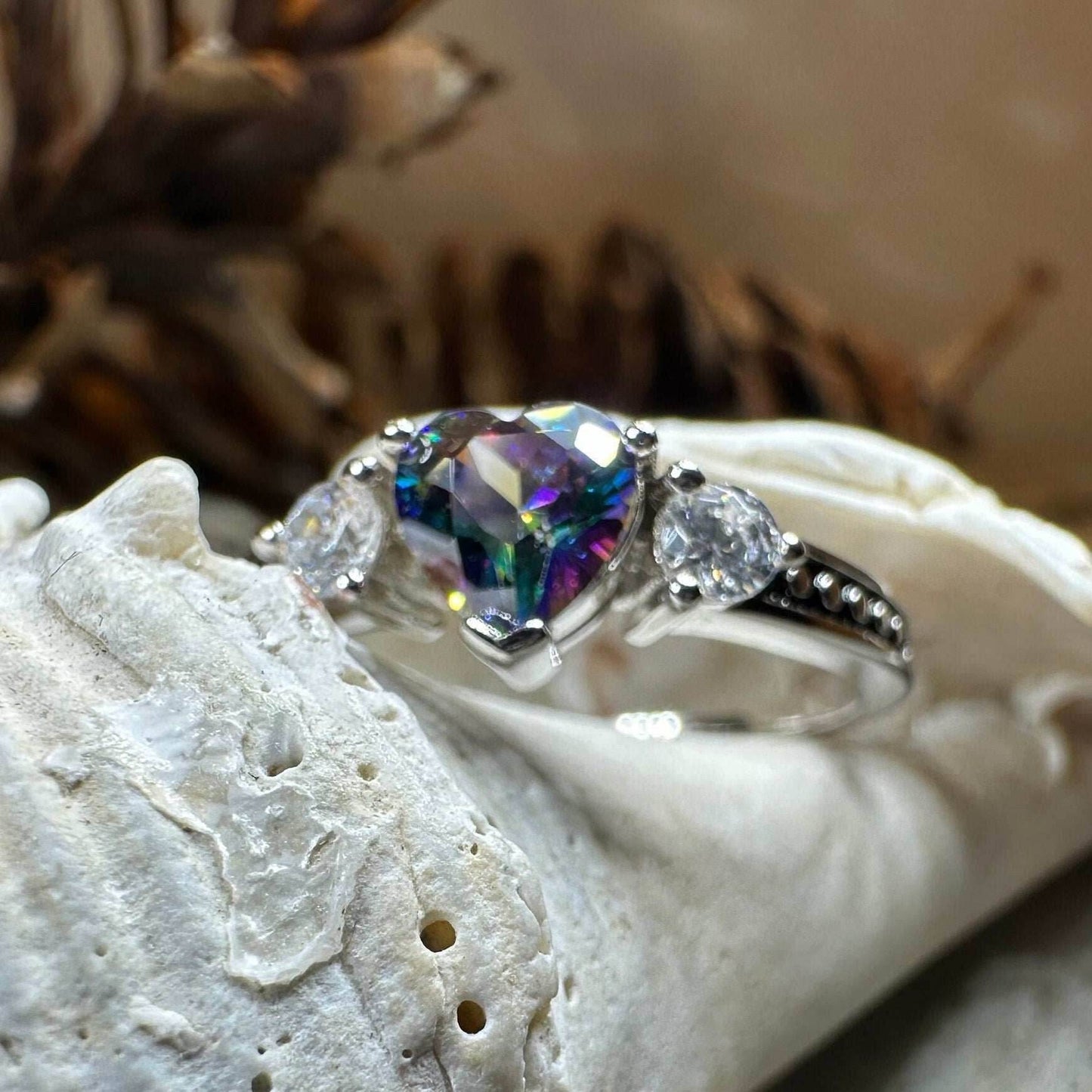 Mystic Topaz Heart Ring - 5
