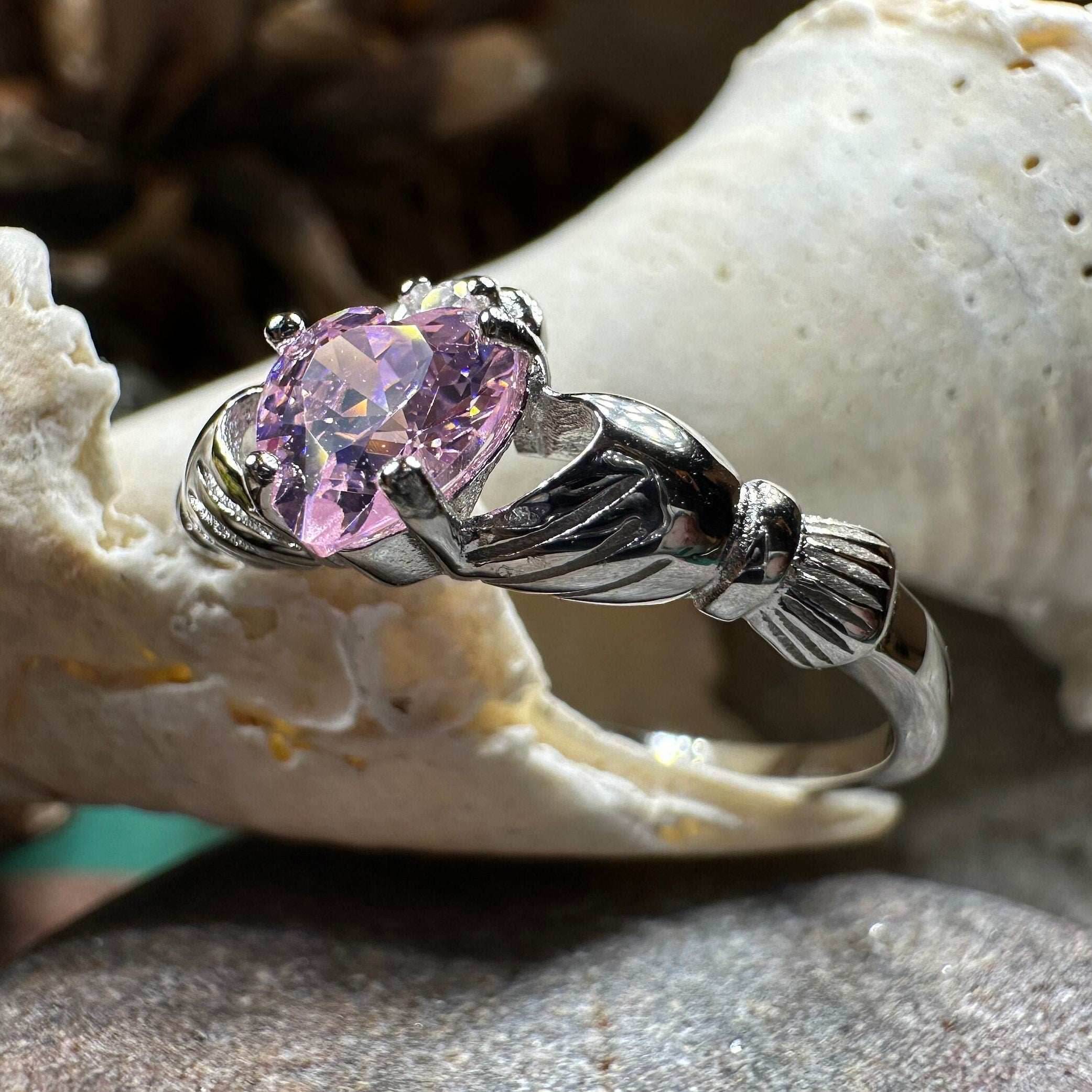 Petal Pink Claddagh Ring - 4 / Light Pink