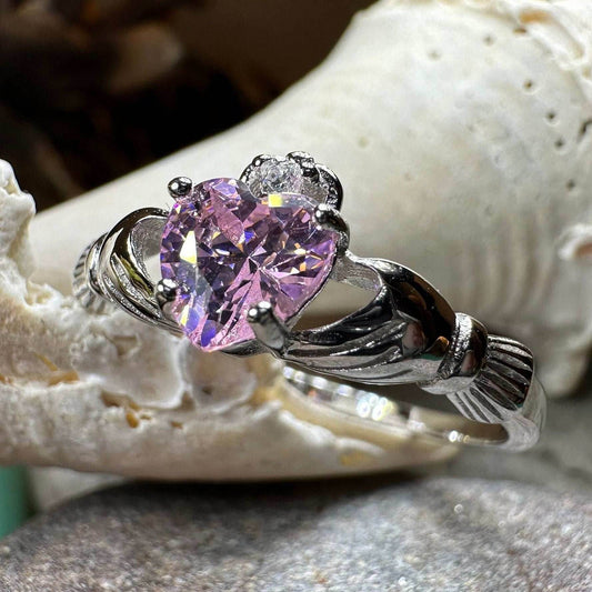 Petal Pink Claddagh Ring - 4 / Light Pink
