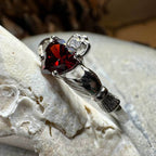 Garnet Claddagh Ring - 4
