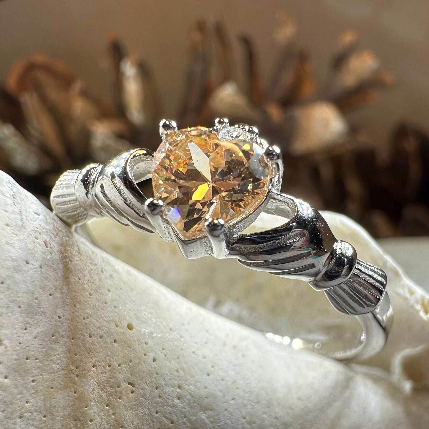 Champagne Toast Claddagh Ring - 5